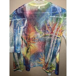 Impulse California Multi Color Rainbow Floral Print Open Beach Cover Up Size 1X